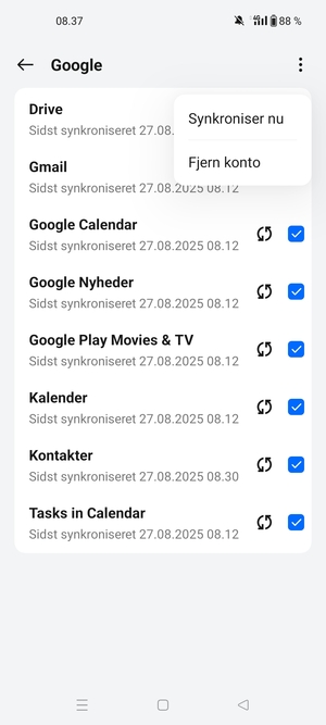 Vælg Synkroniser nu