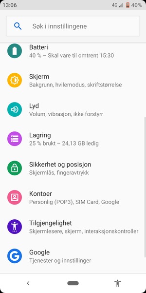 Bla til og velg Sikkerhet og posisjon