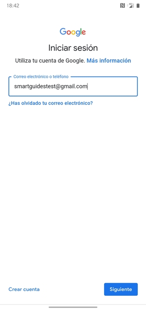 Introduzca su dirección de Gmail y seleccione Siguiente