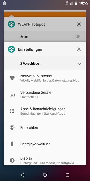 Wählen Sie das X Symbol, um laufende Apps zu schließen