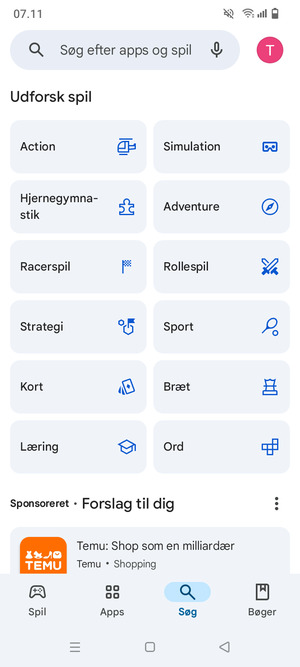 Vælg søgefeltet