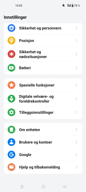 Bla til og velg Om enheten