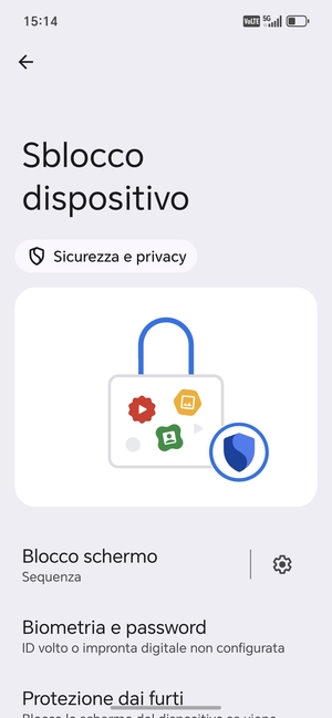 Il tuo telefono è ora protetto dal blocco schermo