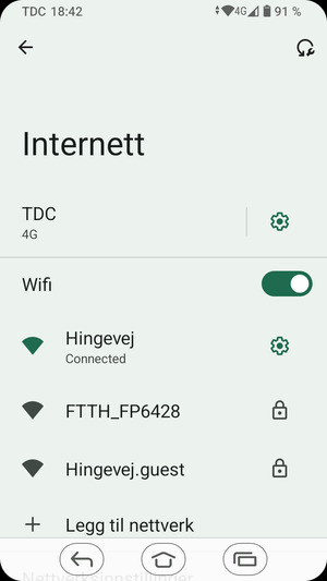 Du er nå koblet til Wi-Fi-nettverket