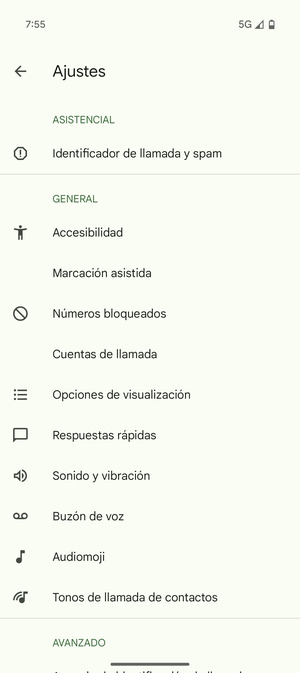 Seleccione Buzón de voz