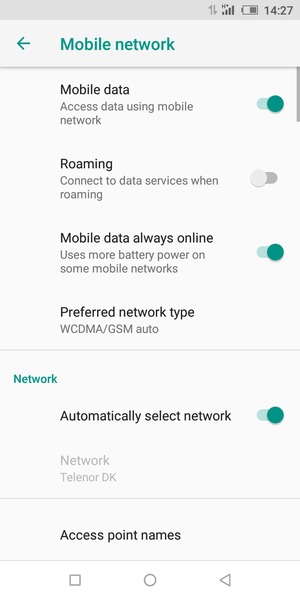 Turn off Automatically select network