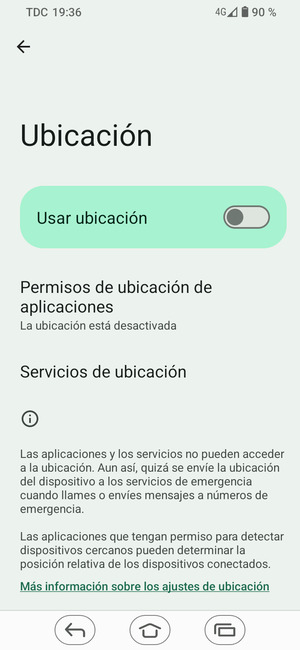 Desactive Usar ubicación