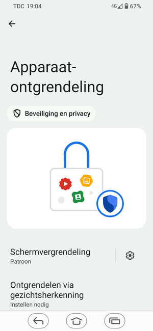 Uw telefoon is nu beveiligd met een schermvergrendeling