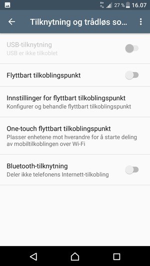 Velg Innstillinger for flyttbart tilkoblingspunkt