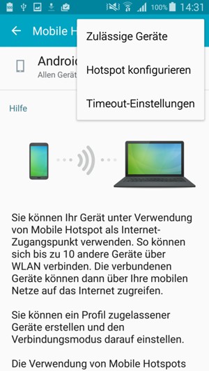 Wählen Sie Hotspot konfigurieren / Mobile Hotspot konfigurieren
