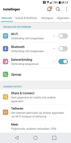 Selecteer Netwerk en Meer