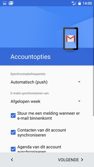 Selecteer VOLGENDE