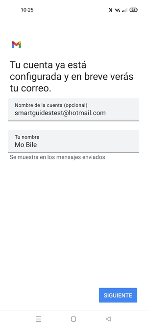 Déle a su cuenta un nombre y escriba su nombre. Seleccione SIGUIENTE