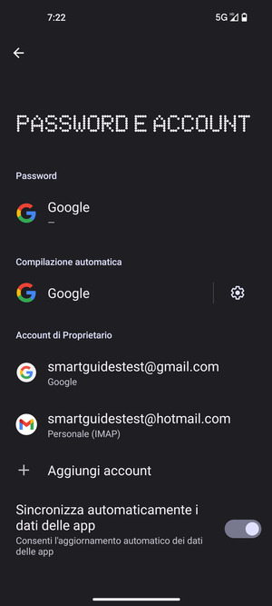 Seleziona il tuo account Google