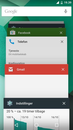 Swipe apps til højre for at lukke dem