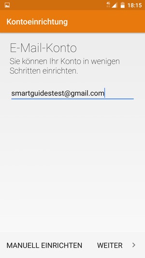Geben Sie Ihre Gmail oder Hotmail Adresse ein und wählen Sie WEITER