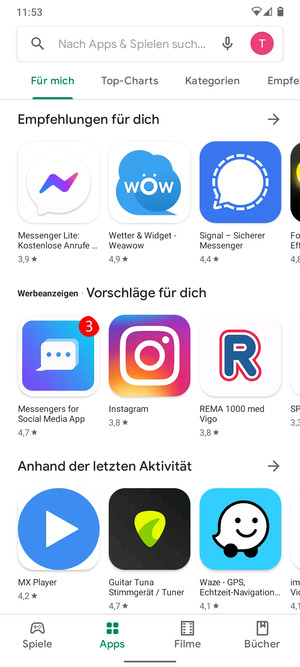 Wählen Sie die Suchleiste