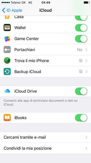 Seleziona Backup iCloud