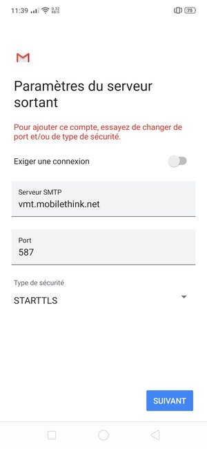 Sélectionnez Type de sécurité