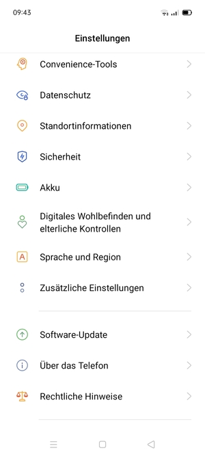 Scrollen Sie und wählen Sie Software-Update