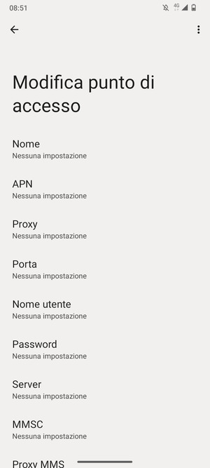 Inserisci le informazioni di Internet