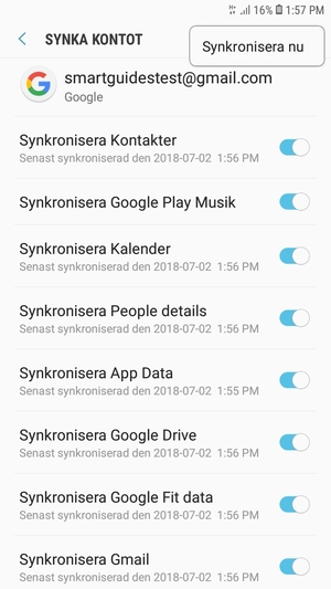 Välj Synkronisera nu