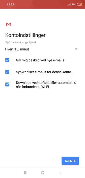 Vælg NÆSTE