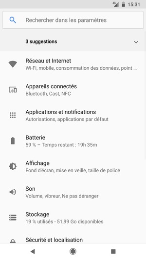Sélectionnez Réseau et Internet