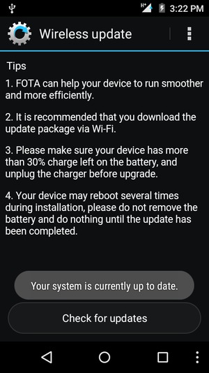 If your phone is up to date, you will see the following screen