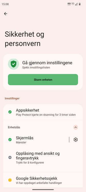 Telefonen din er nå sikret med en skjermlås