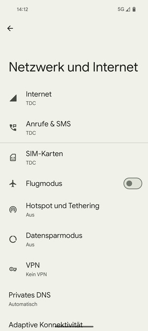 Wählen Sie Hotspot und Tethering