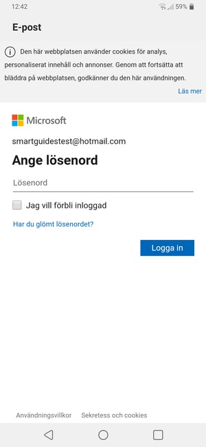 Ange ditt lösenord och välj Logga in