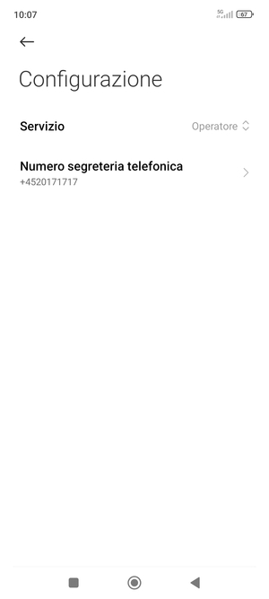 Seleziona Numero segreteria telefonica