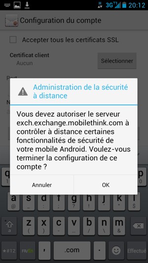 Sélectionnez OK