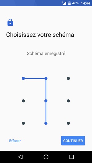 Dessinez un motif de déverrouillage et sélectionnez CONTINUER