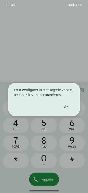 Si votre messagerie vocale n'est pas configurée, sélectionnez OK