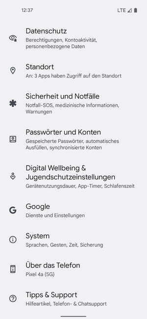 Scrollen Sie und wählen Sie Passwörter und Konten