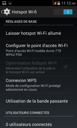 Votre téléphone est maintenant configuré pour être utilisé comme modem