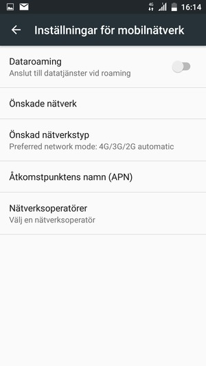 För att byta nätverk om nätverksproblem uppstår, välj Nätverksoperatörer