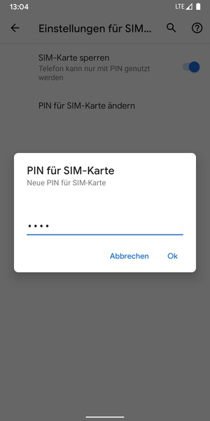 Geben Sie Ihre Neue PIN für SIM-Karte ein und wählen Sie OK