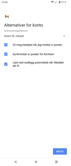Velg NESTE