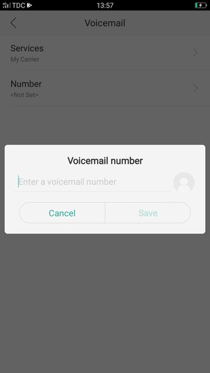 Enter the Voicemail number and select Save