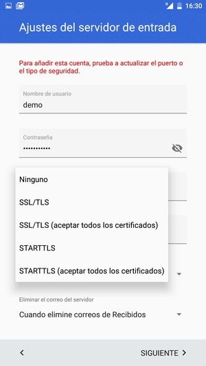 Seleccione Ninguno y SIGUIENTE