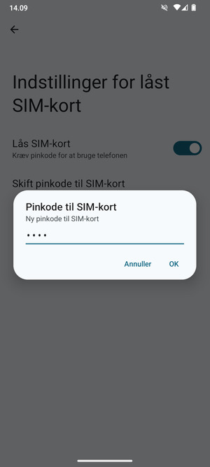 Indtast Ny pinkode til SIM-kort og vælg OK