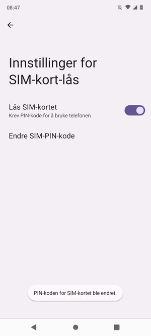 Din PIN-kode for SIM-kort er endret