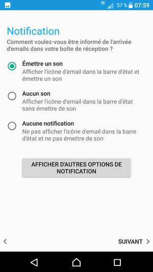 Sélectionnez votre option préférée et sélectionnez SUIVANT