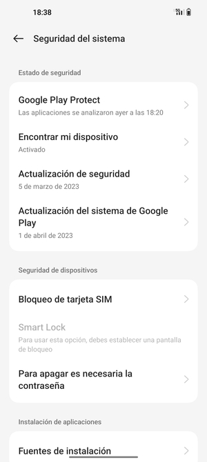 Seleccione Bloqueo de tarjeta SIM