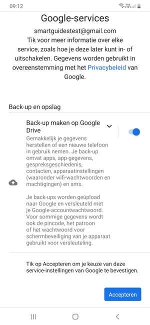 Selecteer Accepteren