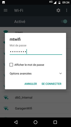Saisissez le mot de passe du Wi-Fi et sélectionnez SE CONNECTER