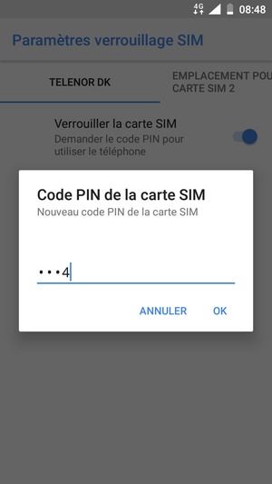 Saisissez votre Nouveau code PIN de la carte SIM et sélectionnez OK